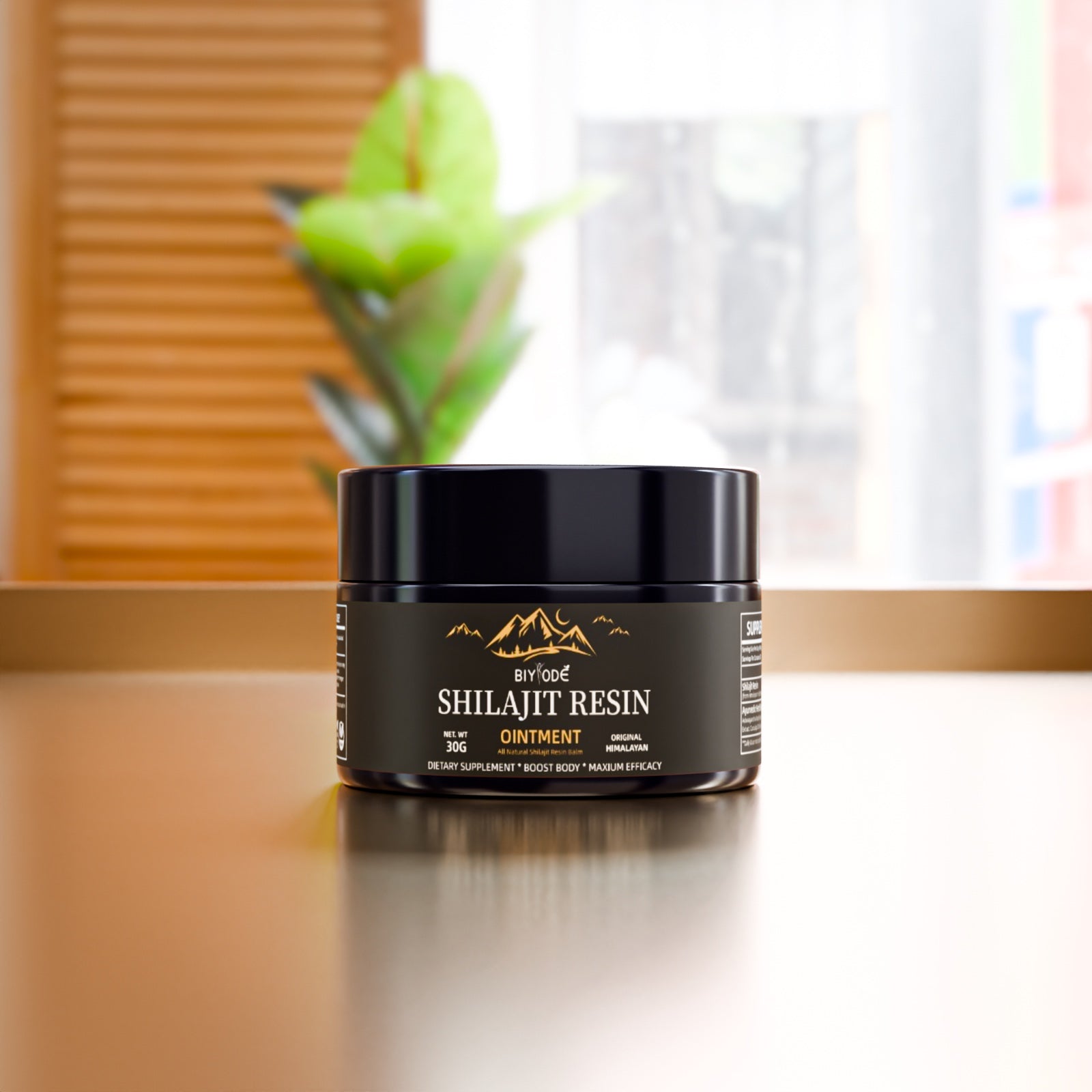 Shilajit pur en résine 30g, pot noir sur table, vendu en Côte d’Ivoire, complément naturel pour énergie et vitalité